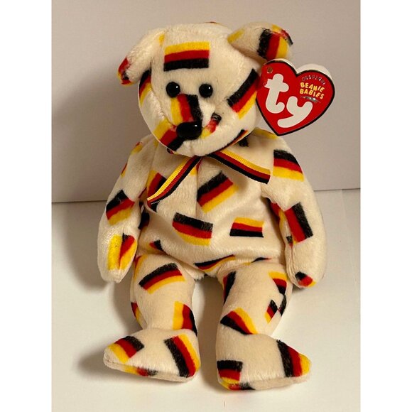 Ty Original Beanie Babies "Deutschland" Bear - Date Of Birth: May 9 2003 - Soft - Picture 1 of 8